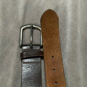 Leather belt brown brass buckle